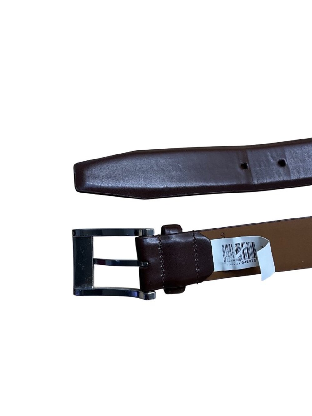 Nordstrom Mens Brown Man-Made Leather Belt Silver Buckle Formal Classic Size 36 - Picture 2 of 7